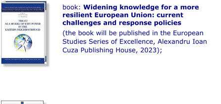 book: Widening knowledge for a more resilient European Union: current challenges and response policies  (the book will be published in the European Studies Series of Excellence, Alexandru Ioan Cuza Publishing House, 2023);